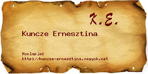 Kuncze Ernesztina névjegykártya